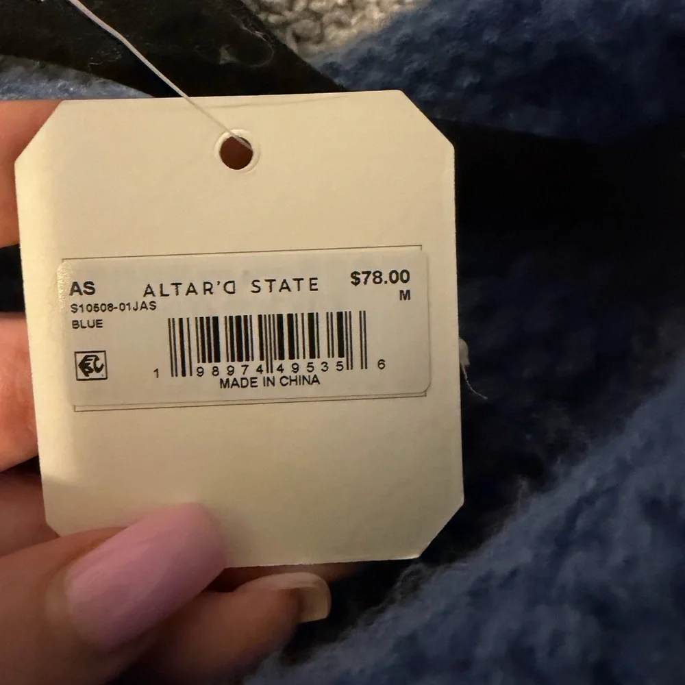 Altar'd State Dusty Blue Chunky Crewneck Sweater - Picture 2 of 3